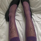 KYLETHOMASW  -  Y2k Retro Hot Girl Short Silk Socks Subculture Pattern Niche Design High Street Ins Ankle Socks New Summer Skirts Calf Socks