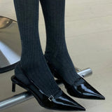 KYLETHOMASW  -  Summer Pointed Toe High Heels Women Sandals Design Style Thin Heels Banquet Party Sandalias Shoes