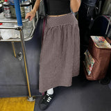 KYLETHOMASW  -  French Vintage Long Skirt For Women Casual Low Waist Plaid A Line Skirt Spring Summer Daily Commute Holiday Outfit Trend