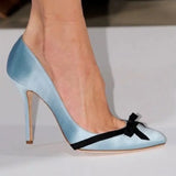 KYLETHOMASW  -  Satin Luxury Designer High Heels Women Bowknot Shallow Elegant Women Shoe Mature Sexy Brand Banquet Party Shoes Female Pumpsle