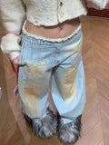KYLETHOMASW  -  American Vintage Washed Patchwork Tie Dye Women's Jeans Fashion Street Denim Pants for Women Y2k Loose Wide Leg Pants