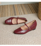 KYLETHOMASW  -  mary janes shoes woman height increasing flats soft leather ankle belt mocasines women elevator shoes zapatos de mujer 2025