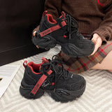 KYLETHOMASW  -  Fashion Crystal Chunky Sneakers Women Comfortable Lace Up Platform Dad Shoes Woman Breathable Mesh Running Sneakers Female