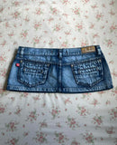 KYLETHOMASW  -  Women Y2K Vintage Blue Washed Denim Mini Skirt Low Rise Metal Button Detail Slim Fit Casual Streetwear Jean Skirt Summer Outfits