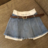 KYLETHOMASW  -  Women High Waist Denim Skirts Summer Korean Fashion Patchwork Mini Skirts Streetwear Female Casual Tassels Jeans Skirts