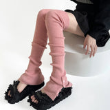 KYLETHOMASW  -  Knitted Lolita Thigh High Socks Long Socks for Women Spicy Girl Autumn/Winter Leg Covers Button Split y2k Pile Socks
