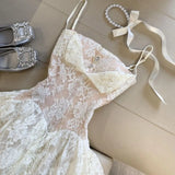 KYLETHOMASW  -  Gyaru Elegant Chic Ball Gown Summer Kawaii 90s Sexy Fashion Sweet Princess Dress Woman French Lace Sim Fairy Dress Harajuku