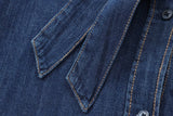 KYLETHOMASW  -  Autumn Long Sleeve Blouse Women Minimalist Denim Shirt Fashionable Elegant Bow Tie Commuting Casual Shirt Ladies