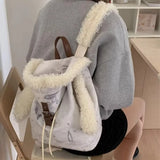 KYLETHOMASW  -  Plush Hooded Ears Mochila High Capaci Bag Cute Mochilas Mujer Fashionable Bolsas 2026 New Popular Bags for Woman Backpack