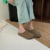 KYLETHOMASW  -  Low Slippers Soft Flock Cover Toe Loafers Female Shoes Slides Platform Comfort 2025 Fabric Hoof Heels Rubber PU Rome Shoes Ladie