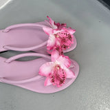 KYLETHOMASW  -  Pink Fashion Flower Ladies Flats Slippers New Summer Beach Round Toe Female Flip flops Women Flats Slippers Slides Sandals Shoes