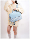 KYLETHOMASW  -  Women Y2k Aesthetic Kawaii Sweet Backpacks Contrast Color Plaid 16 Inch Laptop Bags Fashion Casual Preppy Schoolbags Japanese