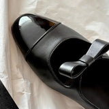 KYLETHOMASW  -  New Womens Leather Mary Jane Bow Sapato Feminino,Shallow Mouth Zapatos De Mujer Elegantes,Elegant Office Dress Daily Woman Shoes