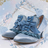 KYLETHOMASW  -  Lace Bow Pink Slip-On Cat Heel Pumps Woman Summer 2025 Lolita White Lace Girl Cute Soft High Heels Fashion Shoes