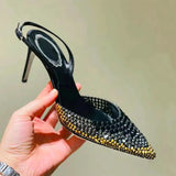 KYLETHOMASW  -  Luxury Rhinestones Gradient Slingbacks Women Pumps Fashion Bling Crystal Banquet Stiletto High Heels Fashion Party Prom Shoes