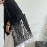KYLETHOMASW  -  Lace Plaid Bag Shoulder Bags Portable Lightweight Bolsos mujer Shoppping Travel Bolsa Daily Using Tote Bolso Sweet Sac Femme