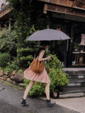 KYLETHOMASW  -  Versatile Summer Pink A-Line Skirt Women High Waist Party Flared Mini Skirt Casual White Lace Trim Boho Skirt 279A