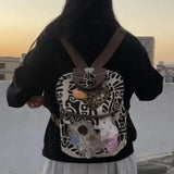 KYLETHOMASW  -  Graffiti Bag New Casual Travel Mochila Y2k Unique Mochilas Mujer Preppy Style Backpacks Student Backpack Bolsas Feminina