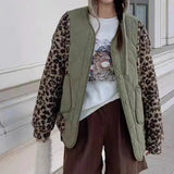 KYLETHOMASW  -  Autumn Winter Jackets for Women Leopard Korean Fashion Vintage Parkas Coats Loose Thick Patchwork Chaqueta Mujer