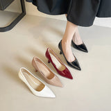 KYLETHOMASW  -  Red Shiny Leather Pumps Women 6CM Kitten High Heels Shoes Sexy Pointed Toe Escaprins Mujer OL Office Tacones Bride Wedding Shoes