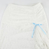 KYLETHOMASW  -  Temperament Mesh Lace Slit Skirt for Women Low Waist Slimming Slimming and Hip-hugging