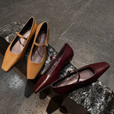 KYLETHOMASW  -  Summer Women's Genuine Leather Mary Jane Shoes Sandals Fashion Buckle with Square Toe Soft Bottom ladies Shoes