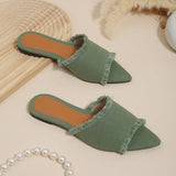 KYLETHOMASW  -  Summer Femme Pointed Toe Flip Flops Women Flats Cowboy Slippers Fashion Beach Dress Shoes New Casual Slides Zapatos Mujer