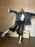 Kylethomasw Black Calf-Length Shorts Jeans Women Streetwear Vintage Oversize Wide Leg Denim Pants Y2k Causal Do Old Summer Bottoms