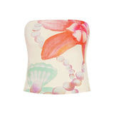 KYLETHOMASW  -  Y2K Spicy Girl Sexy Shell Print Off Shoulder Slim Fit Chest Hugging Vest Street Vacation Style Tight Fitting Versatile Top