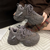 KYLETHOMASW  -  Fashion Crystal Chunky Sneakers Women Comfortable Lace Up Platform Dad Shoes Woman Breathable Mesh Running Sneakers Female