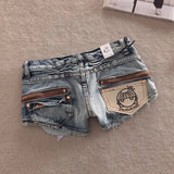 KYLETHOMASW  -  Y2K Retro Mini Shorts Harajuku Gyaru Denim Shorts Women Goth Slim Fit Hip Low Rise Short Pants