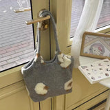 KYLETHOMASW  -  Japanese Kawaii Fluffy Casual Women Handbags All Match Simple Y2k Aesthetic Shoulder Bags Fashion Streetwear Travel Underarm Bag