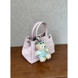 KYLETHOMASW  -  Sweet Cute Pink Bucket Handbag Women PU Leather Large Capacity Shoulder Bag Ladies Chain Y2K Harajuku Luxury Crossbody Bags Chic