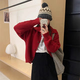 KYLETHOMASW  -   Japanese Lazy Lapel Cardigan Female Sueter Mujer New Age Reduction Sweet Sweater Solid Coat Soft Waxy Knit Cardigan