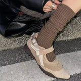 KYLETHOMASW  -  Women's Casual Mary Jane Shoes Ins Style Pointed Toe Shallow Hook Loop Belt Buckle Street Sandals Fashion Brown/apricot Pumps