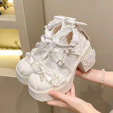 KYLETHOMASW  -  New Princess Shoes with Elegant Temperament Soft Sole Lace Lolita Original Thick Heel Height Increasing Mary Jane Single Shoe