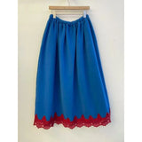 KYLETHOMASW  -  Womens Autumn Winter Korean Fashion Vintage Colour-Block Fleece-Lined Maxi Skirt Kawaii Lace Ruffle High Waist A-Line Long Skirt