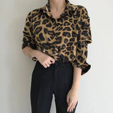 Kylethomasw  2024 New Office Lady Shirts Ladies Fashion Leopard Shirts All-match Long Sleeve Blouses Turn-down Vintage Women's Clothing