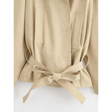 KYLETHOMASW  -  Fashionable And Versatile With Belt Khaki Trench Coat Women Long Sleeve Lapel Collar Autumn Winter Loose Windbreaker