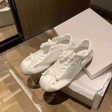 KYLETHOMASW  -  Women's German Training Shoes 2025 Summer Pearl Mesh Breathable Forrest Gump Shoes Soft Sole Silver and White