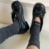 KYLETHOMASW  -  Women's Round Toe Bow Ballet Mary Jane Shoes Low Block Heel Slip On Pump Casual Office Daily Wide Mouth Dress Flat Footwear