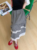 KYLETHOMASW  -  Loose Gentle A-Line Skirts Women Chic Patchwork Lace Sweet 2024 High Street New Summer Office Lady Vintage Casual