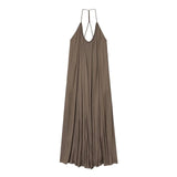 KYLETHOMASW  -  French Fashion Ladies Lazy Satin Pleated Suspender Dress Women Ins Blogger Retro Evening Dresses Party Dresses Vestidos