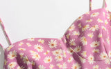 KYLETHOMASW  -  Retro Daisy Flower Print Bandage Spaghetti Strap Dress Retro Sexy Women Slim Bow Lacing Up Sling Dresses Holiday Robe