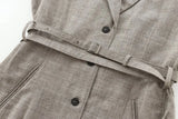 KYLETHOMASW  -  Minimalist Collect Waist Casual Suit Jacket Fashion Elegant Gray Color Single Breasted Blazers Women Tops