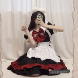 Kylethomasw Black Red Lolita Cos Dress for Women Harajuku Sweet V-neck Bow Shorts Sleeve Dresses Y2k E-Girl High Waist Vestidos Mujer