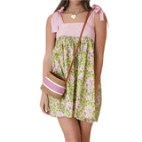 KYLETHOMASW  -  Womens French Vintage Floral Print Casual Loose Fit Strap Jumper Dress