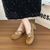 KYLETHOMASW  -  New Spring Vintage Thick Heel Women Mary Jane Shoes Concise Belt Buckle Shoes Female Elegant Party Dress Pumps