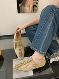 KYLETHOMASW  -  Luxury Metal Decoration Tassel Design Flats Women Comfortable Faux Suede Soft Sole Loafers Retro T Strap Buckle Mary Jane Shoes