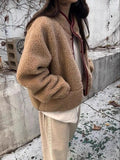 KYLETHOMASW  -  Women Thick Coat Solid Color Fleece Jacket Casual Style Loose Long Sleeve Warm Outerwear Autumn Winter Wear Coat For Ladies